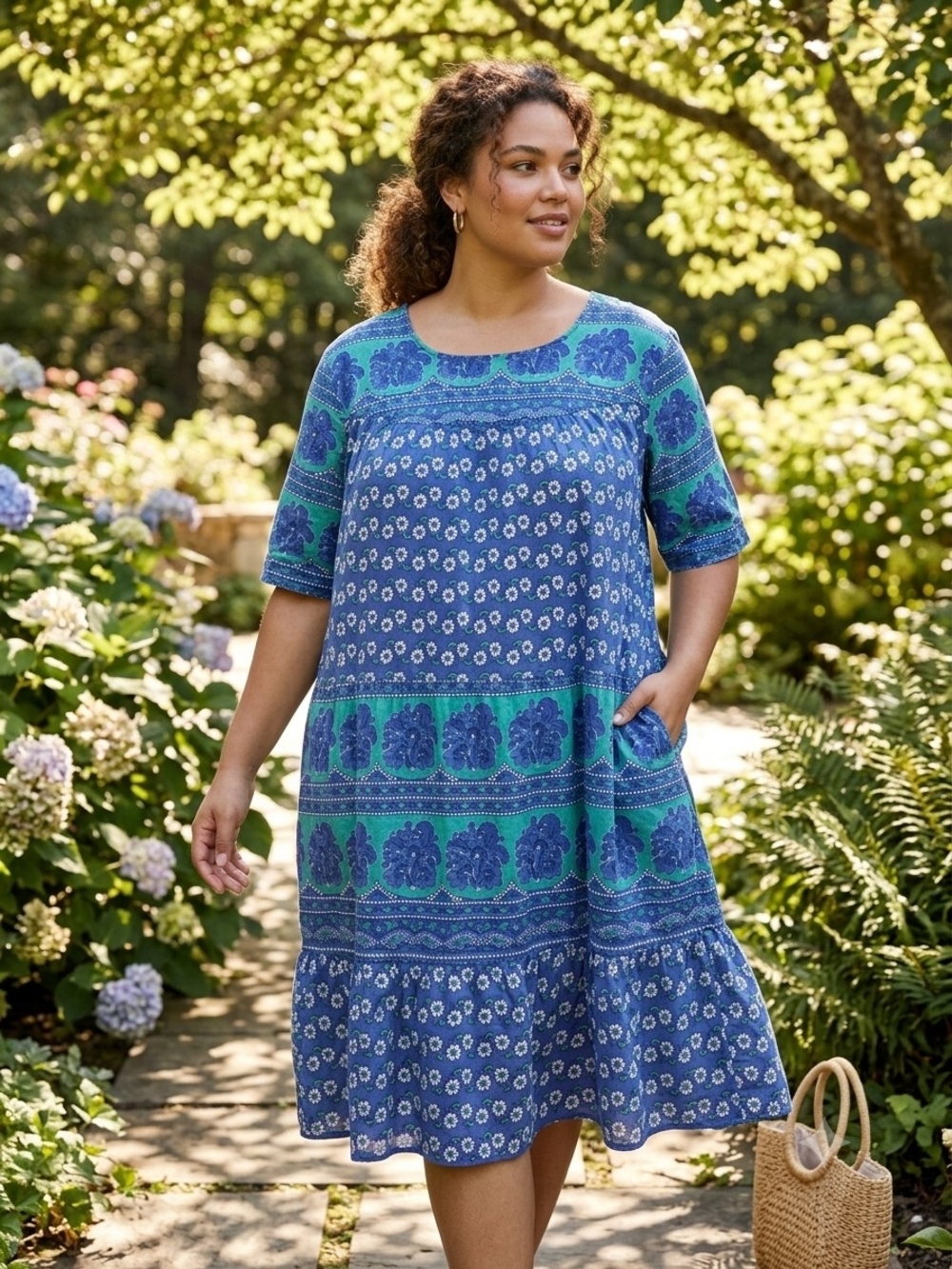 La Cera Floral Cotton Dress Muumuu